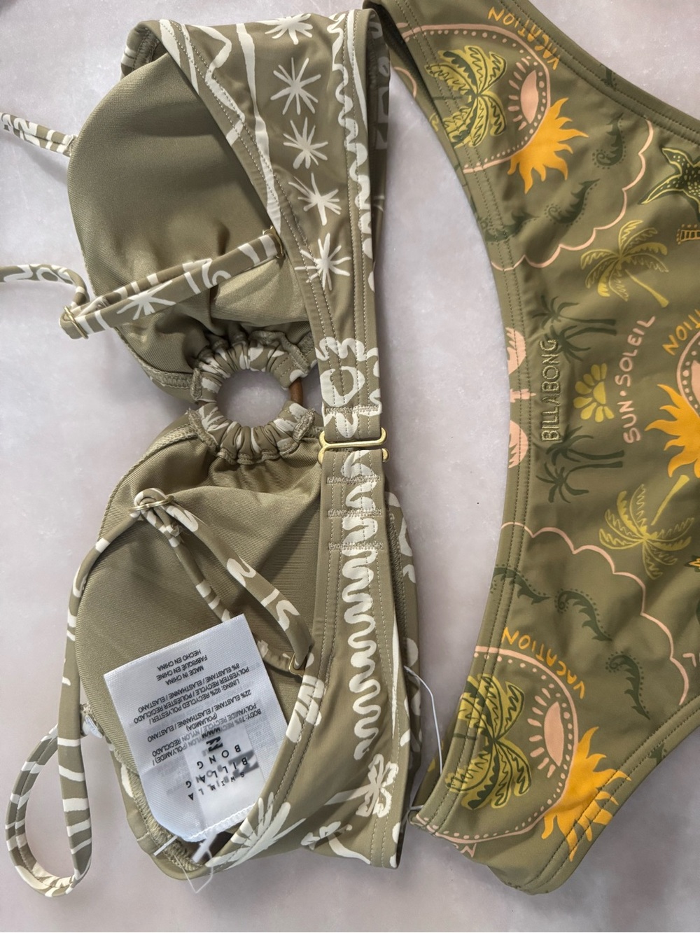 Billabong Olive Green Tropical Print Bikini Set - Picture 4 of 6